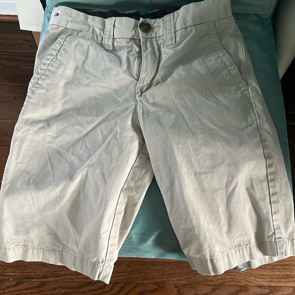 Tommy Hilfiger Shorts Boys 14 Khaki Chino Flat Front  Cotton C Adjustable